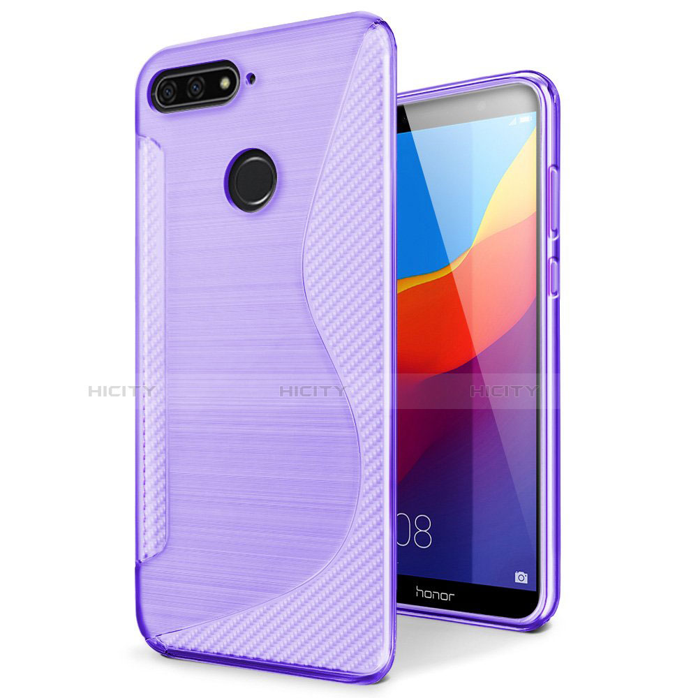 Funda Silicona Transparente S-Line Carcasa para Huawei Honor 7A Morado