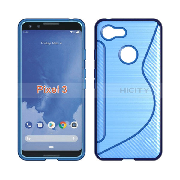 Funda Silicona Transparente S-Line para Google Pixel 3 Azul Cielo