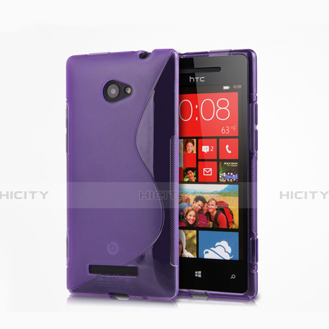 Funda Silicona Transparente S-Line para HTC 8X Windows Phone Morado