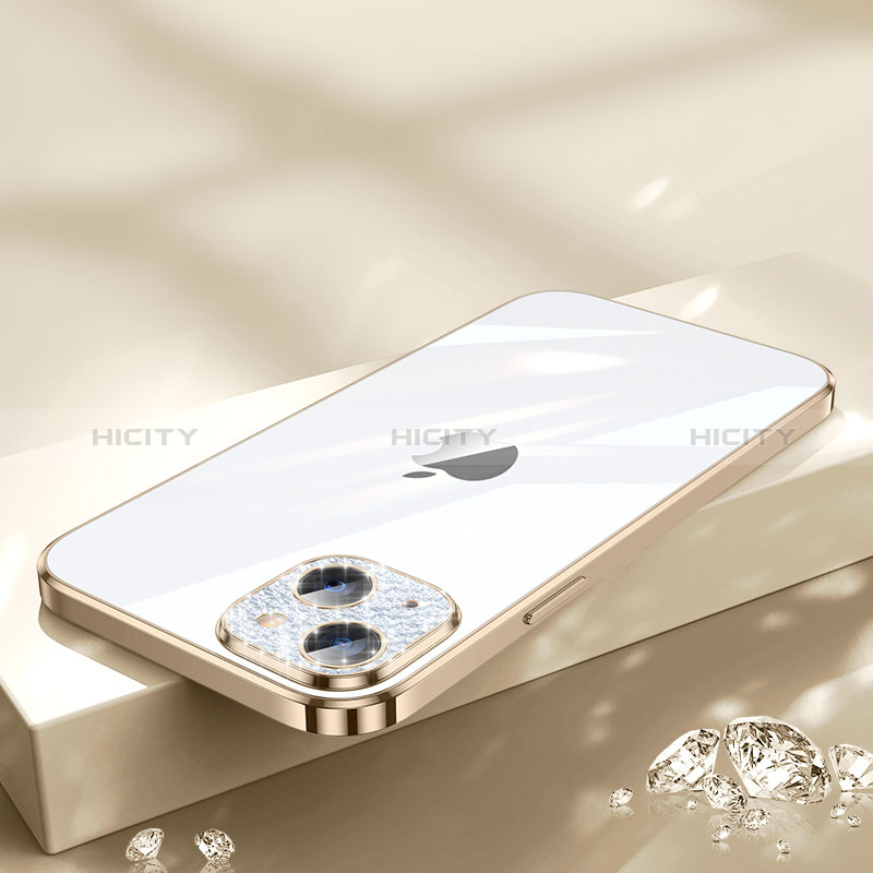 Funda Silicona Ultrafina Carcasa Transparente Bling-Bling LD2 para Apple iPhone 13 Oro