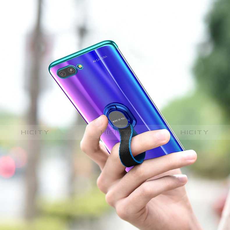 Funda Silicona Ultrafina Carcasa Transparente con Anillo de dedo Soporte para Huawei Honor 10