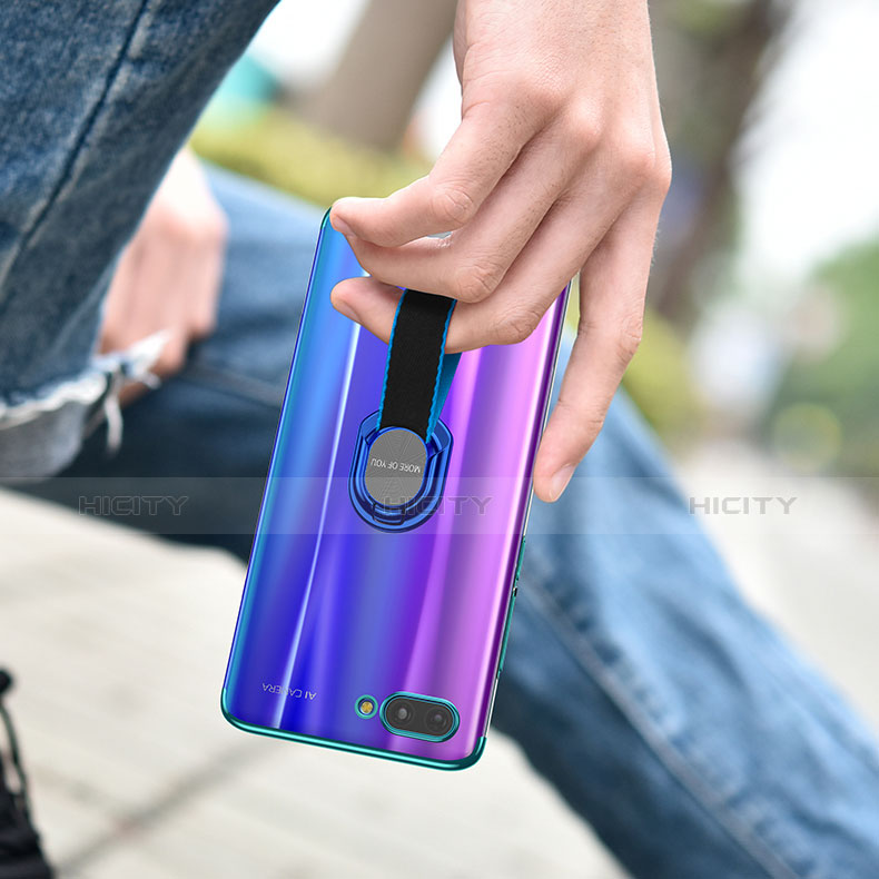 Funda Silicona Ultrafina Carcasa Transparente con Anillo de dedo Soporte para Huawei Honor 10