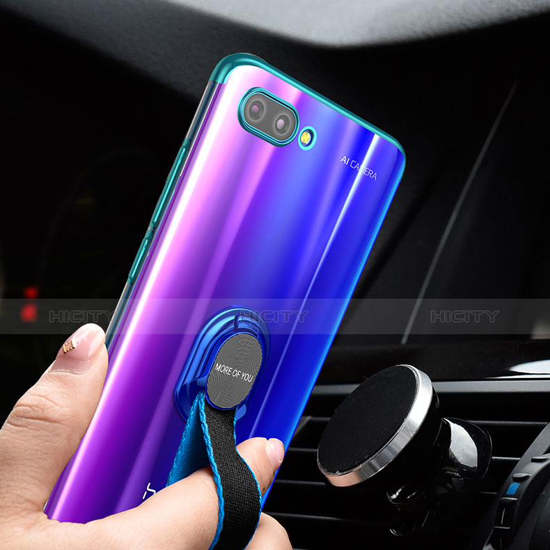 Funda Silicona Ultrafina Carcasa Transparente con Anillo de dedo Soporte para Huawei Honor 10