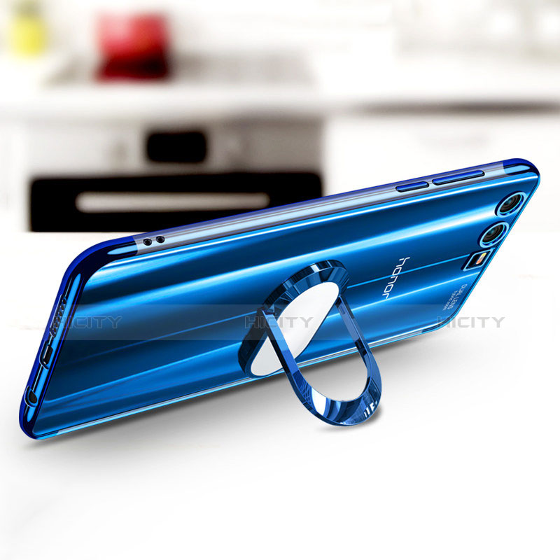 Funda Silicona Ultrafina Carcasa Transparente con Anillo de dedo Soporte S01 para Huawei Honor 9