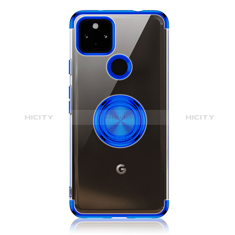 Funda Silicona Ultrafina Carcasa Transparente con Magnetico Anillo de dedo Soporte AN1 para Google Pixel 5a 5G