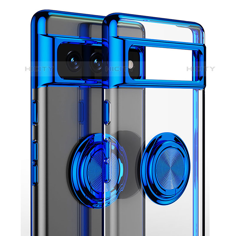 Funda Silicona Ultrafina Carcasa Transparente con Magnetico Anillo de dedo Soporte AN1 para Google Pixel 7 5G