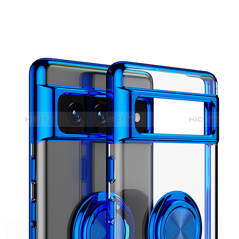 Funda Silicona Ultrafina Carcasa Transparente con Magnetico Anillo de dedo Soporte AN1 para Google Pixel 7 Pro 5G