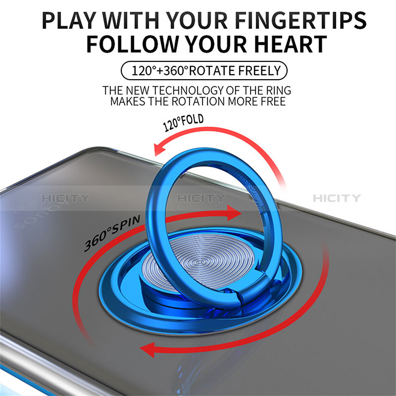 Funda Silicona Ultrafina Carcasa Transparente con Magnetico Anillo de dedo Soporte AN1 para Sharp Aquos R8