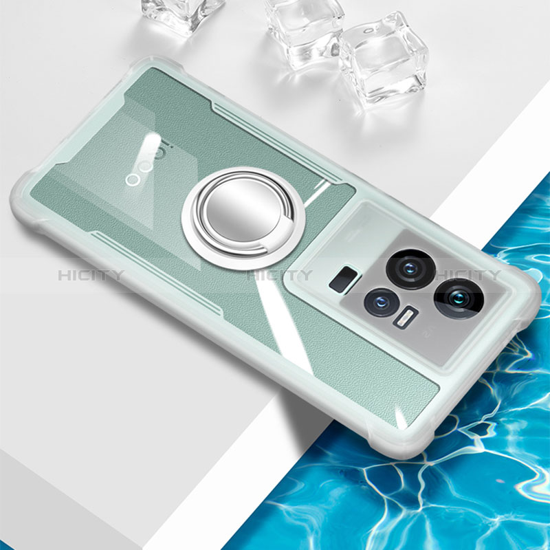 Funda Silicona Ultrafina Carcasa Transparente con Magnetico Anillo de dedo Soporte BH1 para Vivo iQOO 11 5G