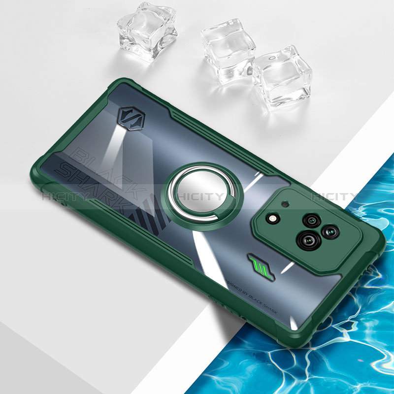 Funda Silicona Ultrafina Carcasa Transparente con Magnetico Anillo de dedo Soporte BH1 para Xiaomi Black Shark 5 5G