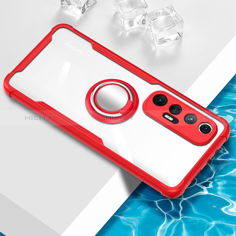 Funda Silicona Ultrafina Carcasa Transparente con Magnetico Anillo de dedo Soporte BH1 para Xiaomi Mi 10S 5G