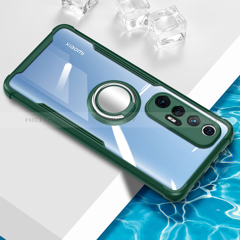 Funda Silicona Ultrafina Carcasa Transparente con Magnetico Anillo de dedo Soporte BH1 para Xiaomi Mi 10S 5G