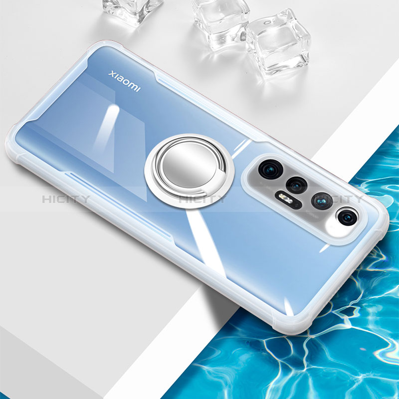 Funda Silicona Ultrafina Carcasa Transparente con Magnetico Anillo de dedo Soporte BH1 para Xiaomi Mi 10S 5G