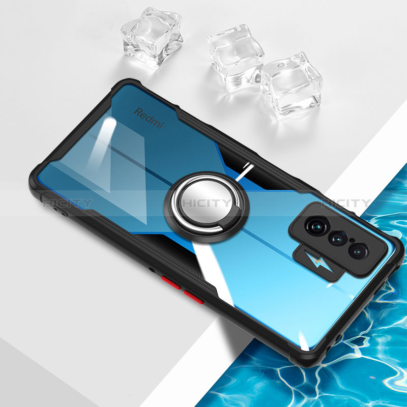 Funda Silicona Ultrafina Carcasa Transparente con Magnetico Anillo de dedo Soporte BH1 para Xiaomi Poco F4 GT 5G Negro