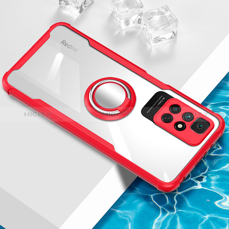 Funda Silicona Ultrafina Carcasa Transparente con Magnetico Anillo de dedo Soporte BH1 para Xiaomi Redmi 10 (2022)