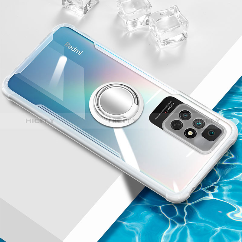 Funda Silicona Ultrafina Carcasa Transparente con Magnetico Anillo de dedo Soporte BH1 para Xiaomi Redmi 10 (2022)