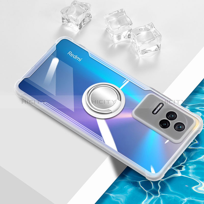 Funda Silicona Ultrafina Carcasa Transparente con Magnetico Anillo de dedo Soporte BH1 para Xiaomi Redmi K40S 5G