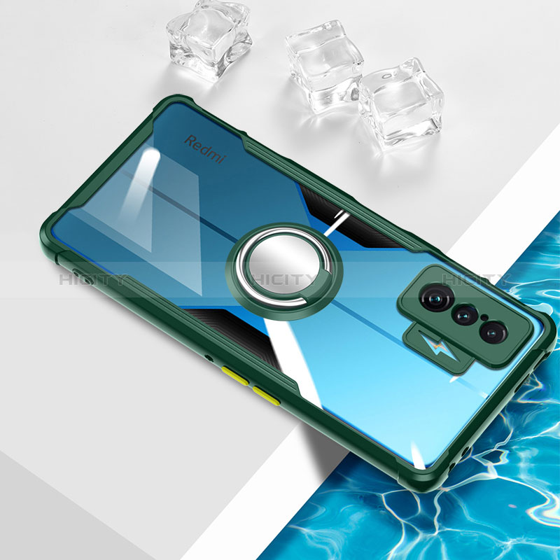 Funda Silicona Ultrafina Carcasa Transparente con Magnetico Anillo de dedo Soporte BH1 para Xiaomi Redmi K50 Gaming 5G