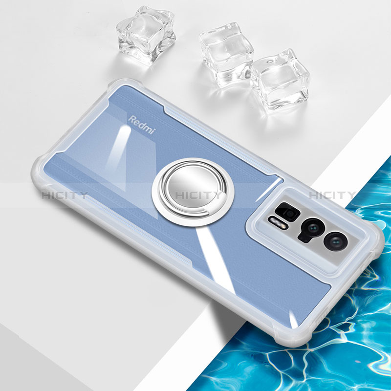 Funda Silicona Ultrafina Carcasa Transparente con Magnetico Anillo de dedo Soporte BH1 para Xiaomi Redmi K60 5G