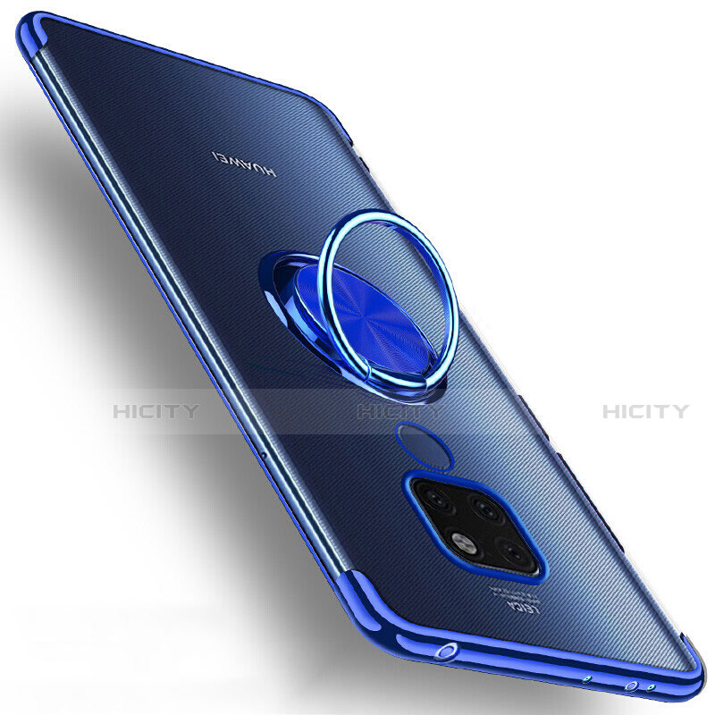 Funda Silicona Ultrafina Carcasa Transparente con Magnetico Anillo de dedo Soporte C01 para Huawei Mate 20