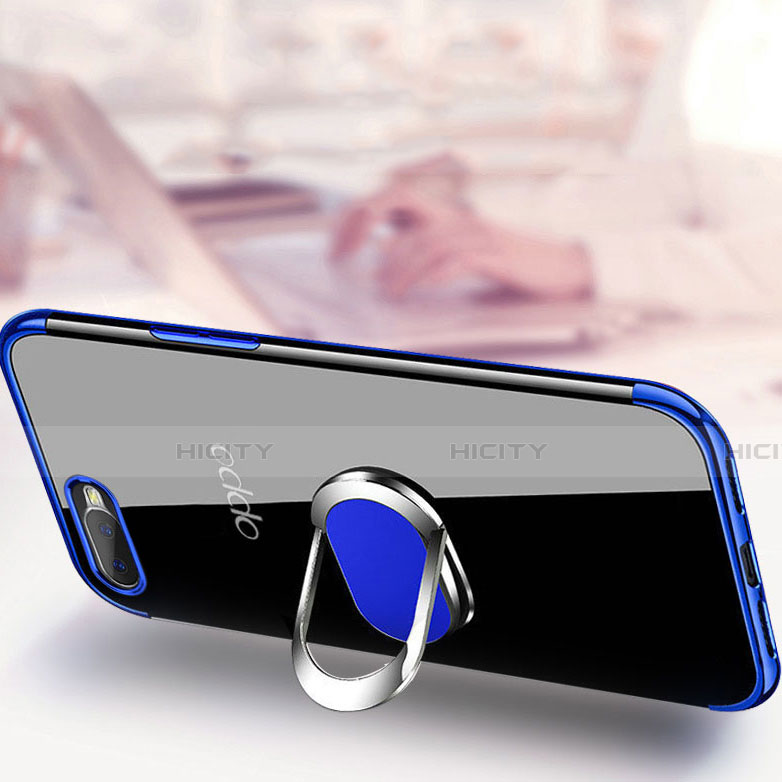 Funda Silicona Ultrafina Carcasa Transparente con Magnetico Anillo de dedo Soporte C01 para Oppo R15X