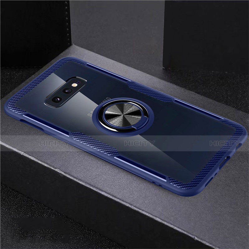 Funda Silicona Ultrafina Carcasa Transparente con Magnetico Anillo de dedo Soporte C01 para Samsung Galaxy S10e