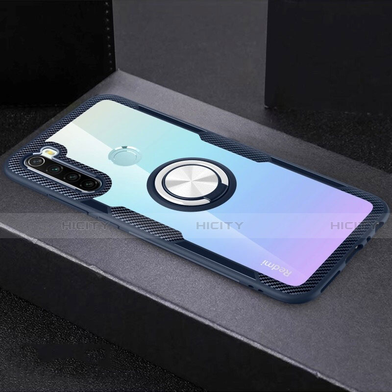 Funda Silicona Ultrafina Carcasa Transparente con Magnetico Anillo de dedo Soporte C01 para Xiaomi Redmi Note 8