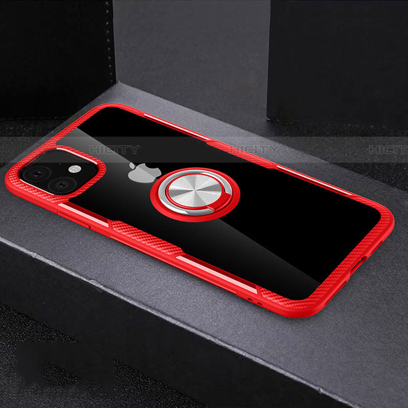 Funda Silicona Ultrafina Carcasa Transparente con Magnetico Anillo de dedo Soporte C02 para Apple iPhone 11