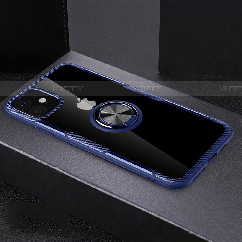 Funda Silicona Ultrafina Carcasa Transparente con Magnetico Anillo de dedo Soporte C02 para Apple iPhone 11