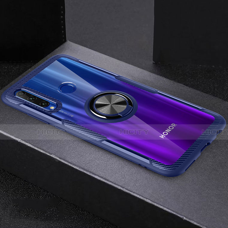 Funda Silicona Ultrafina Carcasa Transparente con Magnetico Anillo de dedo Soporte C02 para Huawei Honor 10i