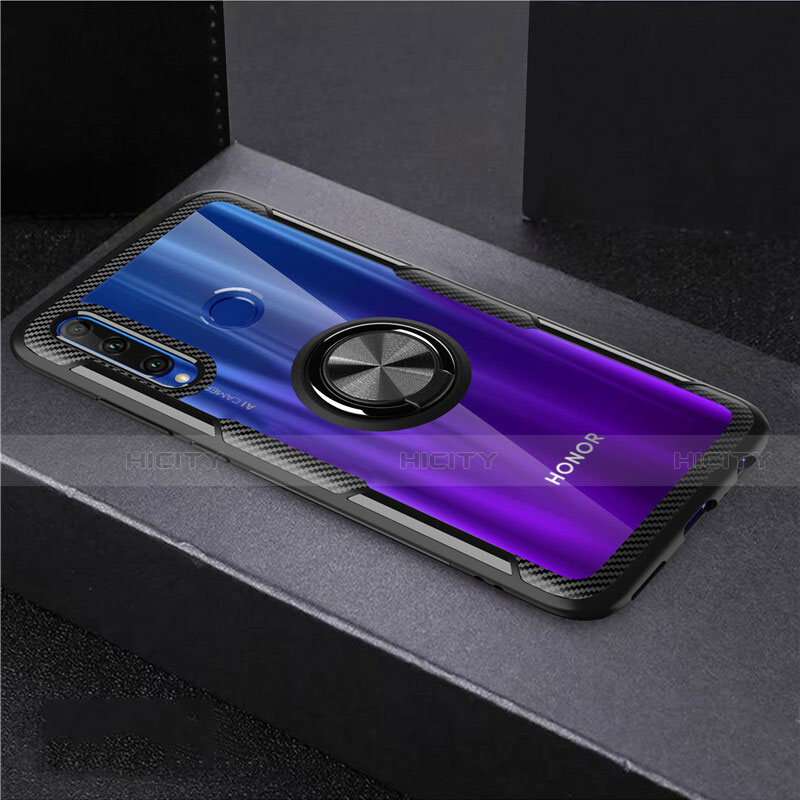 Funda Silicona Ultrafina Carcasa Transparente con Magnetico Anillo de dedo Soporte C02 para Huawei Honor 10i