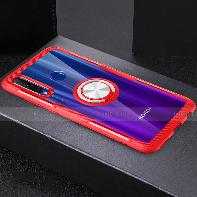 Funda Silicona Ultrafina Carcasa Transparente con Magnetico Anillo de dedo Soporte C02 para Huawei Honor 20 Lite