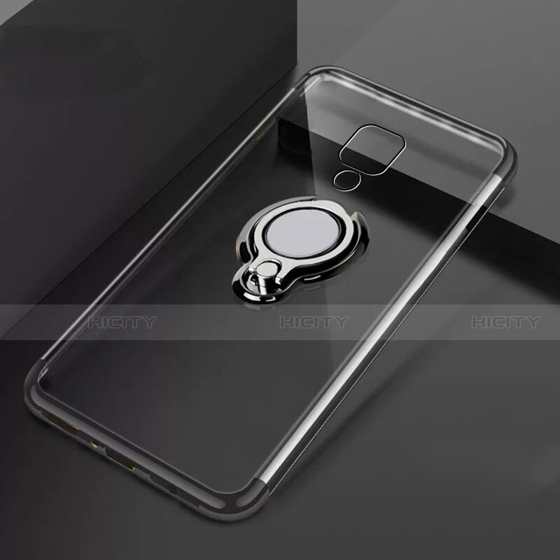 Funda Silicona Ultrafina Carcasa Transparente con Magnetico Anillo de dedo Soporte C02 para Huawei Mate 20 X 5G Negro