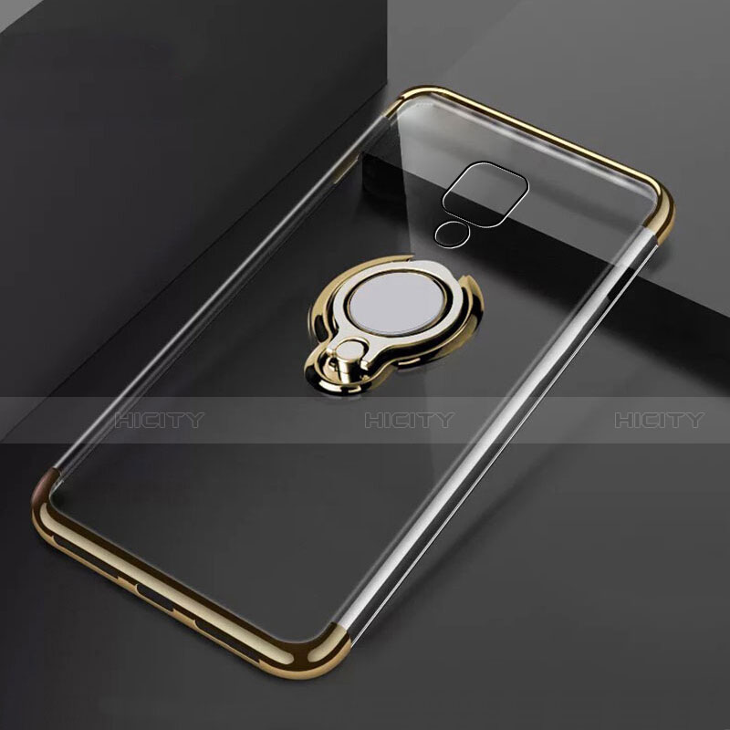 Funda Silicona Ultrafina Carcasa Transparente con Magnetico Anillo de dedo Soporte C02 para Huawei Mate 20 X 5G Oro