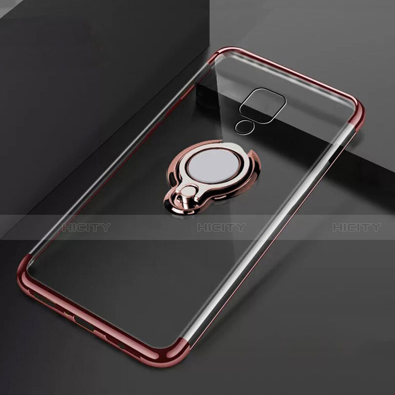 Funda Silicona Ultrafina Carcasa Transparente con Magnetico Anillo de dedo Soporte C02 para Huawei Mate 20 X 5G Oro Rosa