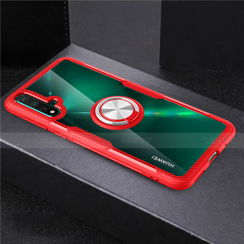 Funda Silicona Ultrafina Carcasa Transparente con Magnetico Anillo de dedo Soporte C02 para Huawei Nova 5