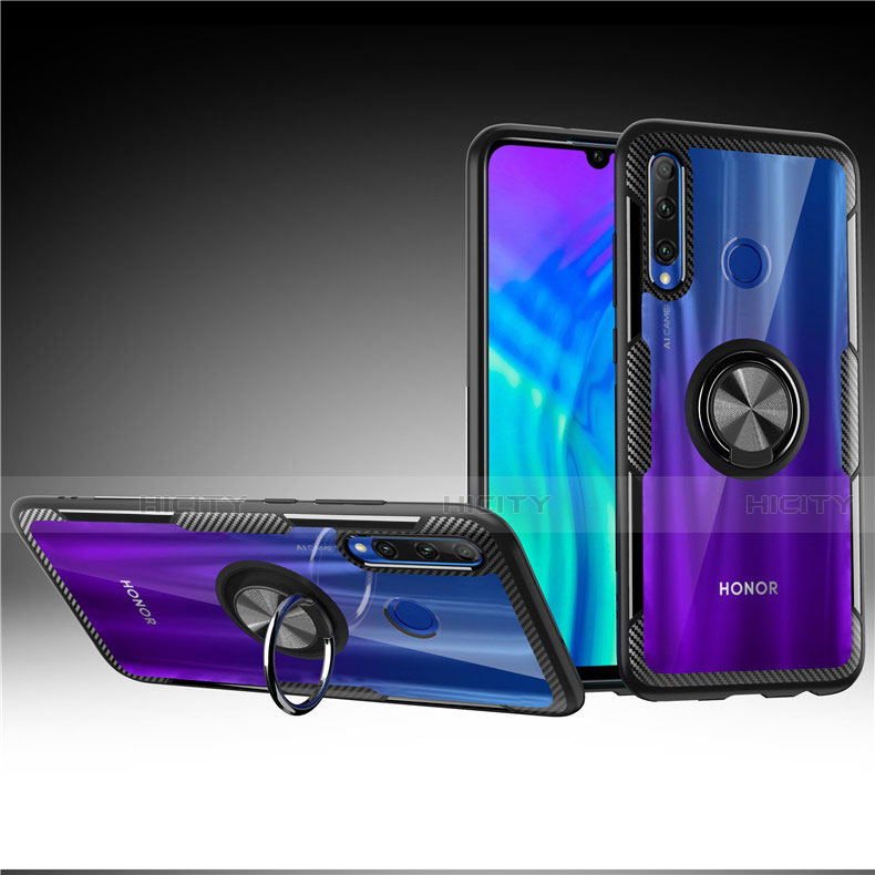 Funda Silicona Ultrafina Carcasa Transparente con Magnetico Anillo de dedo Soporte C02 para Huawei P Smart+ Plus (2019)