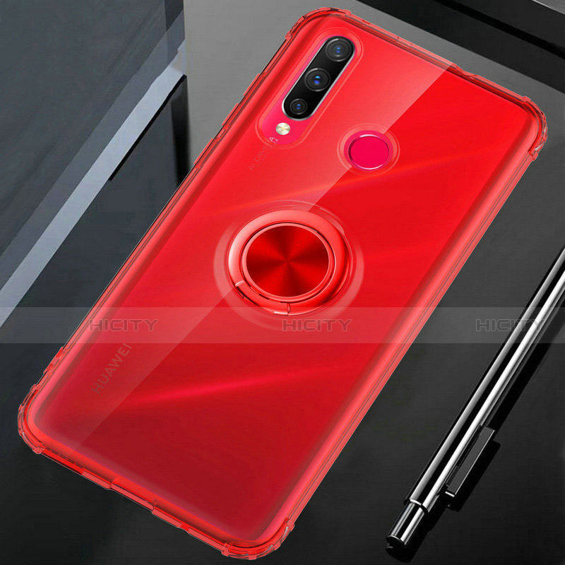 Funda Silicona Ultrafina Carcasa Transparente con Magnetico Anillo de dedo Soporte C02 para Huawei P30 Lite