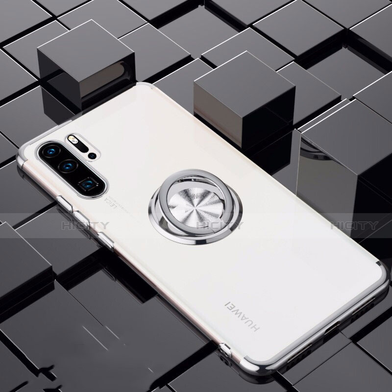 Funda Silicona Ultrafina Carcasa Transparente con Magnetico Anillo de dedo Soporte C02 para Huawei P30 Pro New Edition