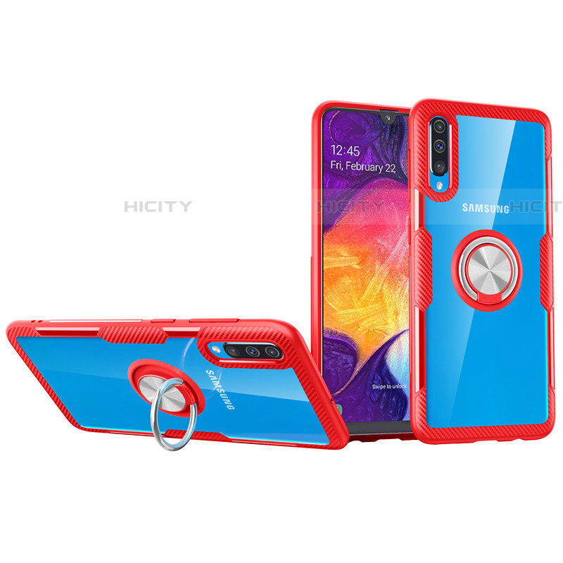 Funda Silicona Ultrafina Carcasa Transparente con Magnetico Anillo de dedo Soporte C02 para Samsung Galaxy A70