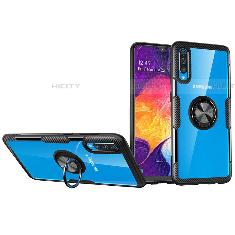 Funda Silicona Ultrafina Carcasa Transparente con Magnetico Anillo de dedo Soporte C02 para Samsung Galaxy A70S