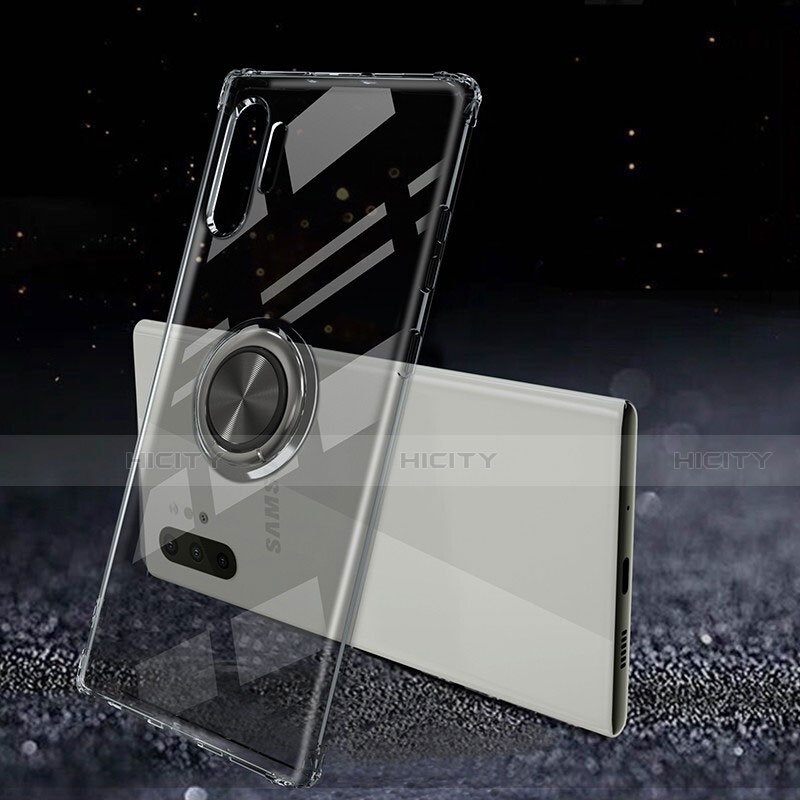 Funda Silicona Ultrafina Carcasa Transparente con Magnetico Anillo de dedo Soporte C02 para Samsung Galaxy Note 10 Plus