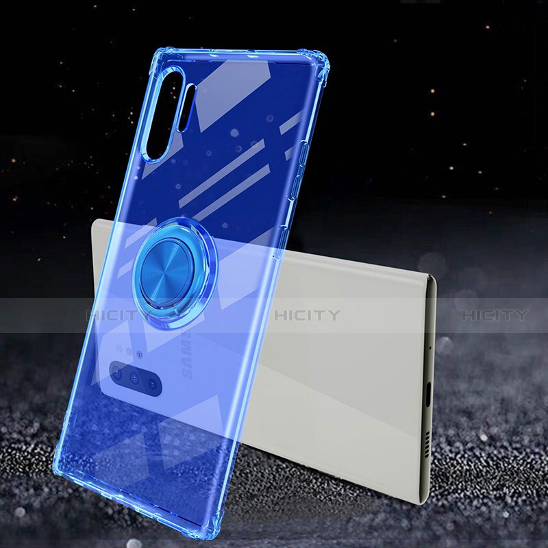 Funda Silicona Ultrafina Carcasa Transparente con Magnetico Anillo de dedo Soporte C02 para Samsung Galaxy Note 10 Plus 5G