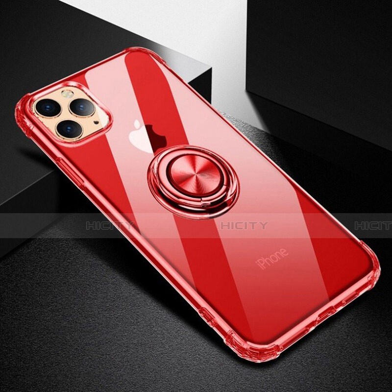 Funda Silicona Ultrafina Carcasa Transparente con Magnetico Anillo de dedo Soporte C03 para Apple iPhone 11 Pro