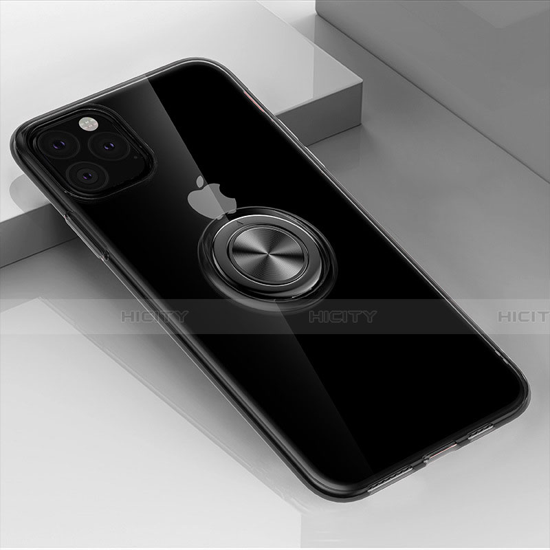 Funda Silicona Ultrafina Carcasa Transparente con Magnetico Anillo de dedo Soporte F01 para Apple iPhone 11 Pro Max