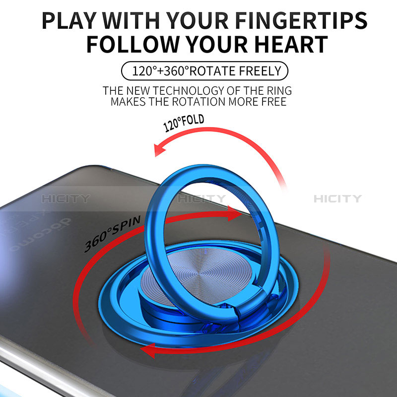 Funda Silicona Ultrafina Carcasa Transparente con Magnetico Anillo de dedo Soporte para Sony Xperia Ace II SO-41B