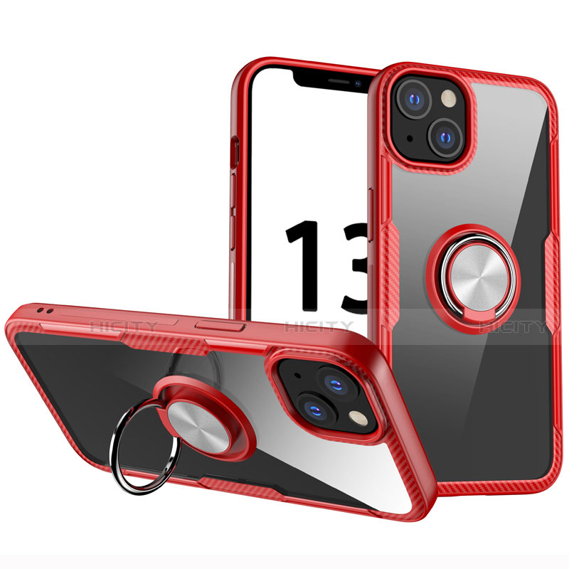 Funda Silicona Ultrafina Carcasa Transparente con Magnetico Anillo de dedo Soporte S01 para Apple iPhone 14