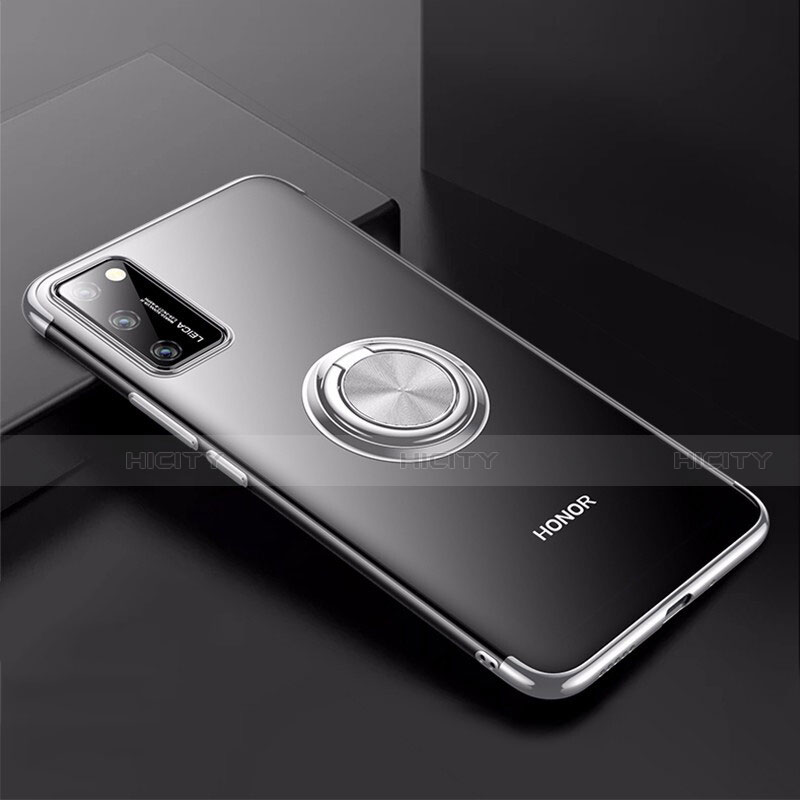 Funda Silicona Ultrafina Carcasa Transparente con Magnetico Anillo de dedo Soporte S01 para Huawei Honor V30 5G