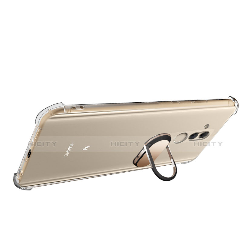 Funda Silicona Ultrafina Carcasa Transparente con Magnetico Anillo de dedo Soporte S01 para Huawei Mate 20 Lite