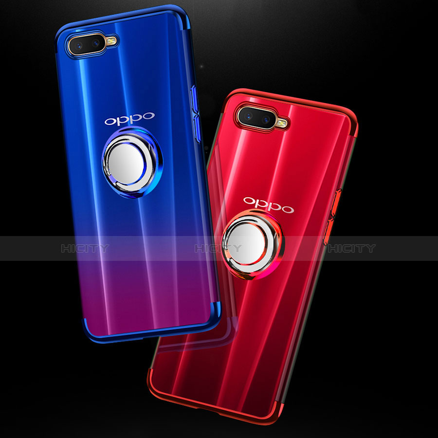 Funda Silicona Ultrafina Carcasa Transparente con Magnetico Anillo de dedo Soporte S01 para Oppo K1